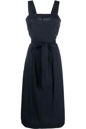 Vince Belted square-neck midi dress