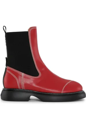 Ganni Contrast-stitching 30mm faux-leather Chelsea boots