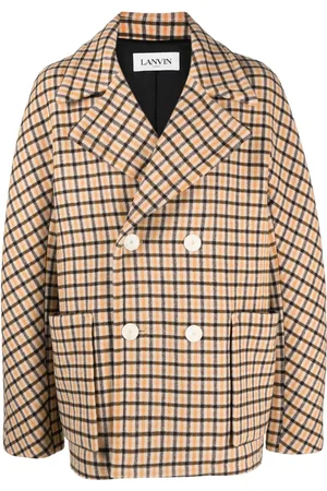 Lanvin Check-pattern virgin-wool peacoat