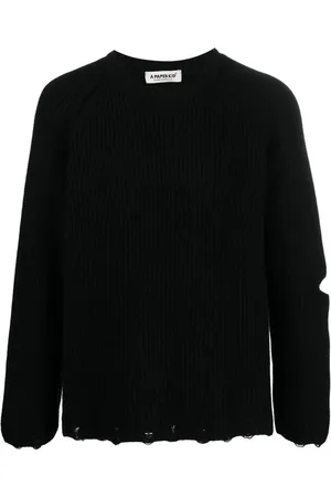 A PAPER KID Distressed-effect cut-out jumper