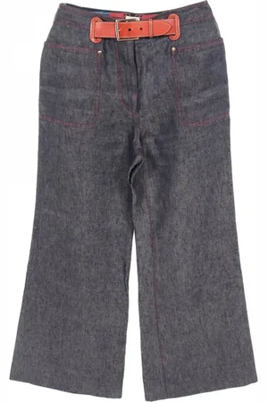 Hermès 2000s belted wide-leg jeans