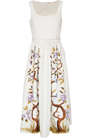 ADAM LIPPES Tree of Life-print cotton poplin midi dress
