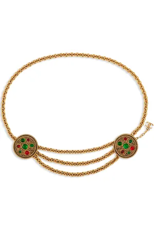 CHANEL 1980s cabochon-embellished chain belt