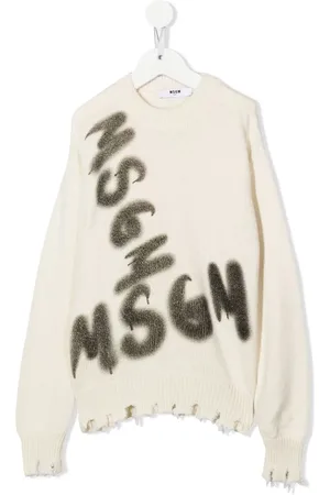 Msgm Distressed-hem logo-print jumper