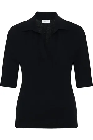 ROSETTA GETTY Open-neck knitted polo top
