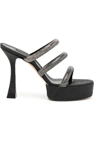 Casadei Rhinestone-strap heeled mule sandals