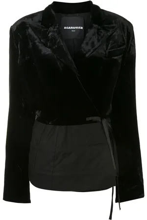 AGANOVICH Velvet panel wrap-around blazer