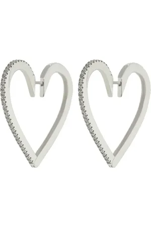 Cadar 18kt white gold Heart diamond earrings