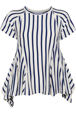 pushBUTTON Stripe Flared Hem T-shirt