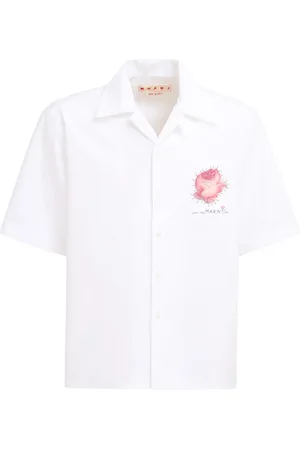 Marni Floral-appliqué cotton shirt
