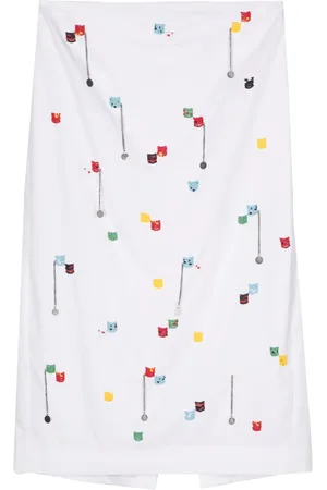 Msgm Bead-embellished cotton midi skirt