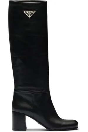 Prada Logo plaque leather boots