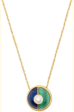 Akansha Sethi Malachite blue enamel button necklace