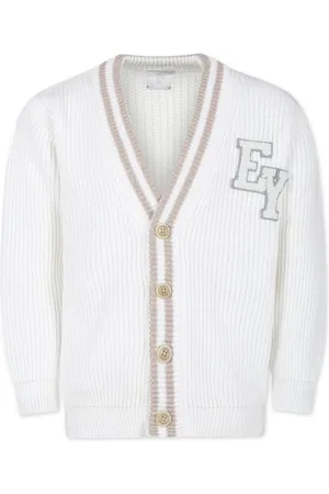 ELEVENTY Logo-appliqué cotton-knit cardigan