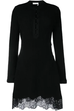Chloé Lace-panel knitted mini dress