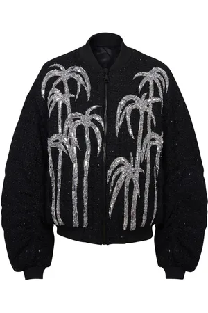 Balmain Palm tree-print tweed bomber jacket