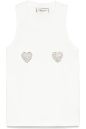 BLUMARINE Beaded-hearts tank top