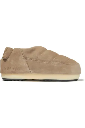 Moon Boot Round-toe suede slippers