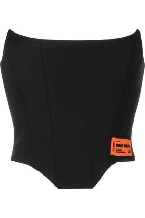 Heron Preston Logo-patch strapless corset top