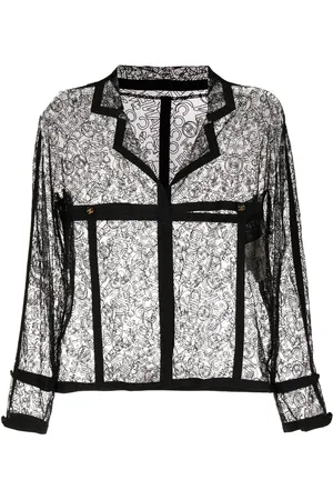CHANEL 1994 logo-embroidered lace jacket