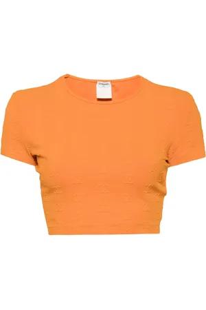 CHANEL 1990-2000s CC-embroidered cropped T-shirt