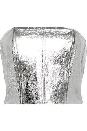 DAVID KOMA Bandeau leather crop top
