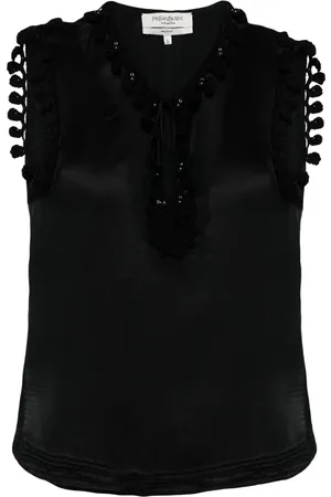 Saint Laurent Tassel-trim silk blouse