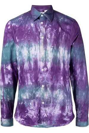 Stain Shade Long-sleeve button-up tie-dye shirt