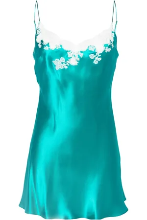 CARINE GILSON Lace-detail silk slip dress
