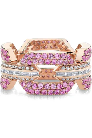 Shay 18kt rose gold Geo Link diamond and sapphire ring