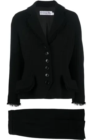 Dior 2010s frayed edge wool skirt suit