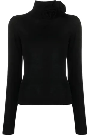 BLUMARINE Floral-appliqué high-neck jumper