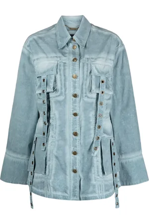 BLUMARINE Eyelet-embellished denim jacket