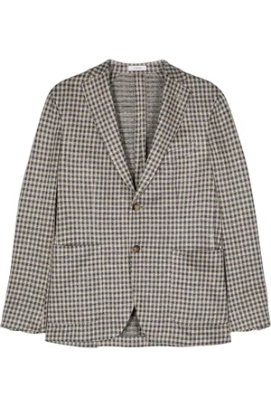 Boglioli Houndstooth-pattern linen blazer