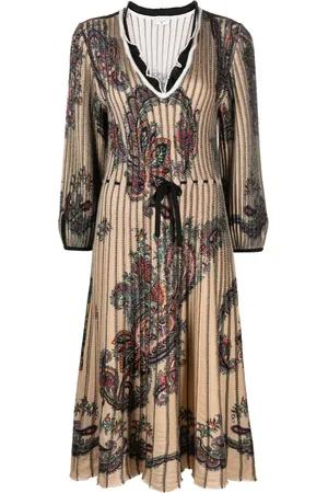 Etro Paisley-print virgin-wool midi dress