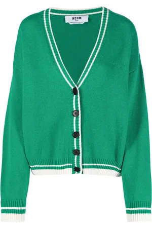 Msgm Striped-edge knitted cardigan
