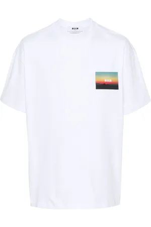 Msgm Logo-embroidered cotton T-shirt