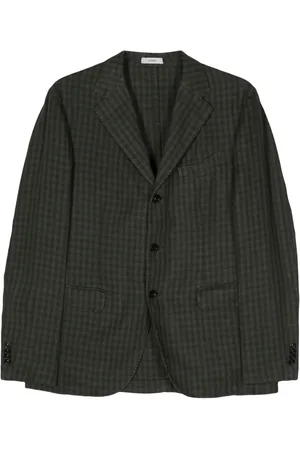 Boglioli Gingham linen single-breasted blazer