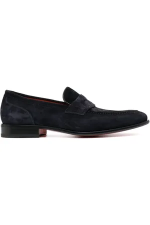 santoni Suede penny loafers