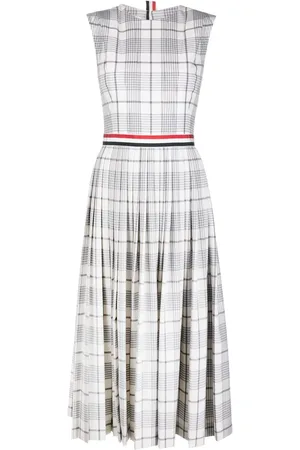 Thom Browne Pleated check-pattern dress
