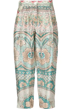 PIERRE-LOUIS MASCIA Graphic-print cropped silk trousers