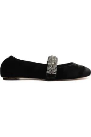 ALEXANDRE BIRMAN Camila crystal-strap velvet ballet pumps