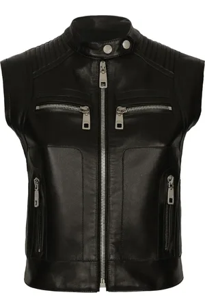Dolce & Gabbana Logo-plaque leather waistcoat