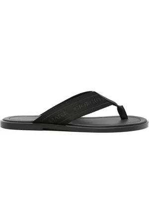 Giorgio Armani Logo-strap leather flip flops