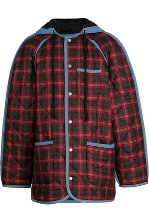 EgonLab Tartan-check hooded coat