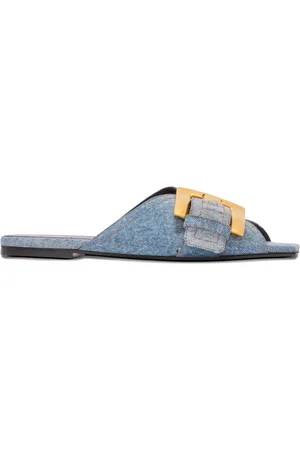 Balmain Anthem flat denim sandals