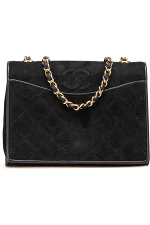 CHANEL 1989-1991 Small CC Quilted Suede Chain crossbody bag
