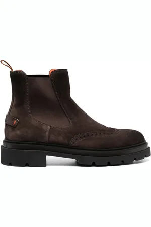 santoni Brogue Chelsea ankle boot