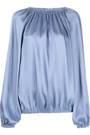 BLANCA Satin-finish ruched blouse