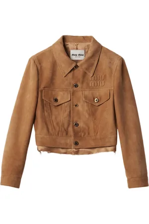 Miu Miu Logo-appliqué suede jacket